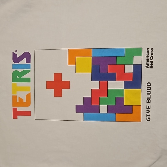 Tetris American Red Cross collab donation gift graphic tee Med. OG gamer - Picture 2 of 7